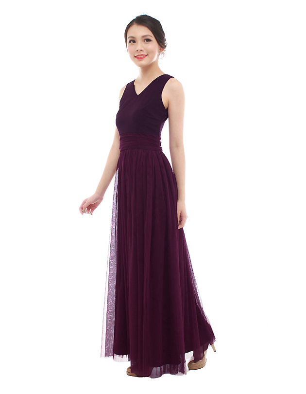 Vera Maxi Tulle Dress in Imperial Purple